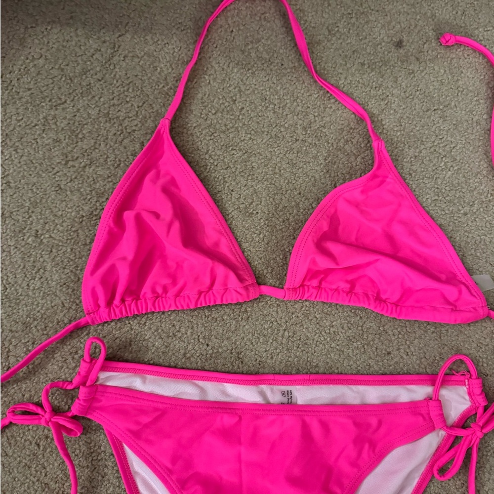 Vibrant Pink Triangle Bikini Set - image 3